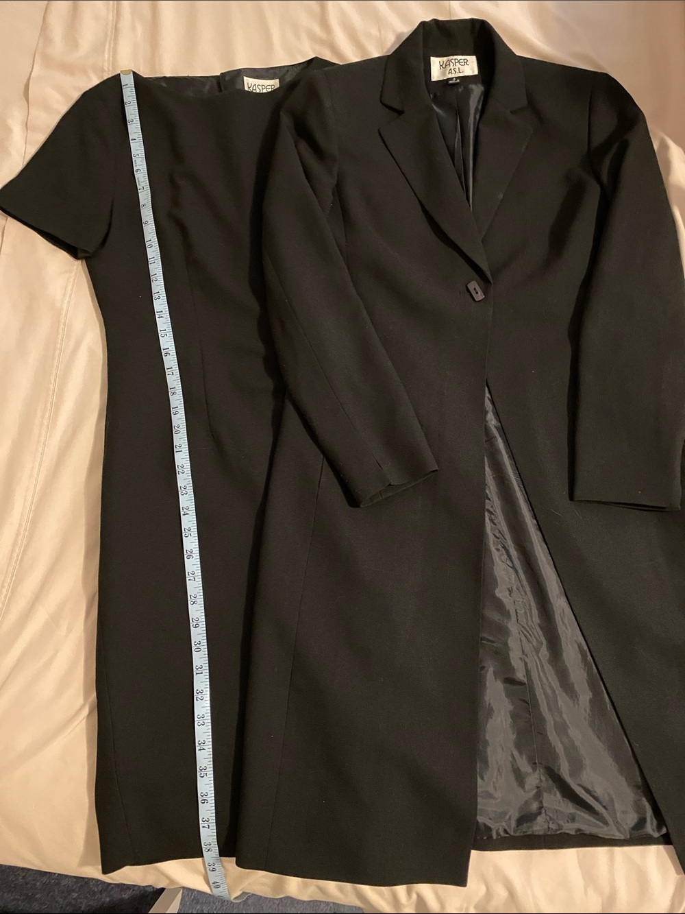 Vintage Kasper ASL Short Sleeve Dress with Matching Long Blazer Jacket Sz S